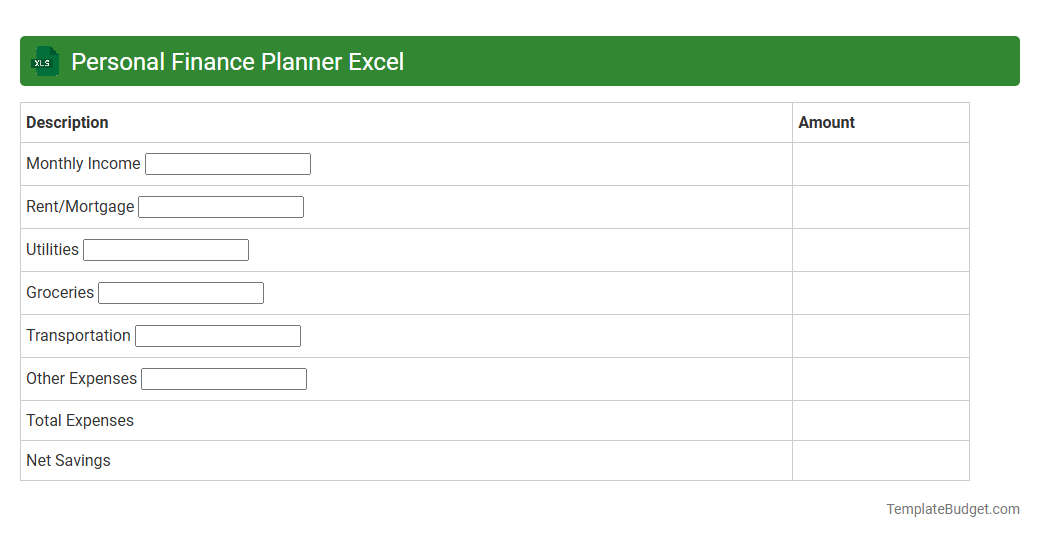Personal Finance Planner Excel