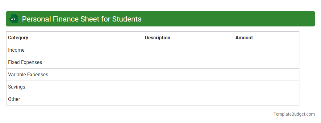 Personal Finance Sheet for Students