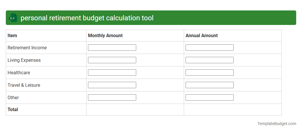 personal retirement budget calculation tool