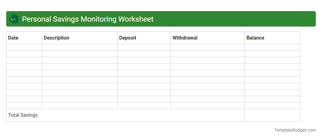 Personal Savings Monitoring Worksheet