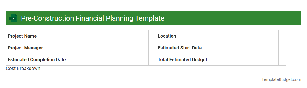 Pre-Construction Financial Planning Template