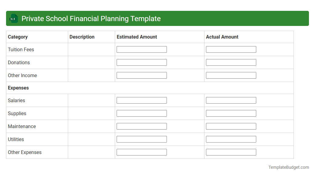 Private School Financial Planning Template