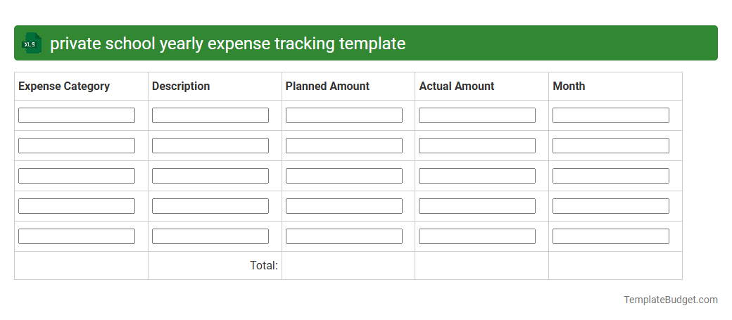 private school yearly expense tracking template