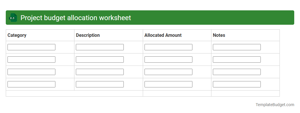 Project budget allocation worksheet