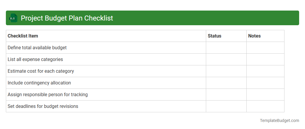 Project Budget Plan Checklist