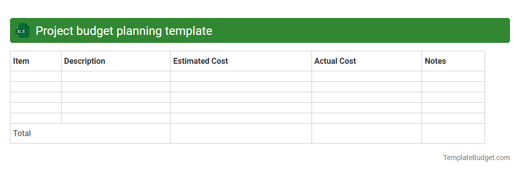 Project budget planning template