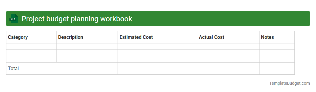 Project budget planning workbook