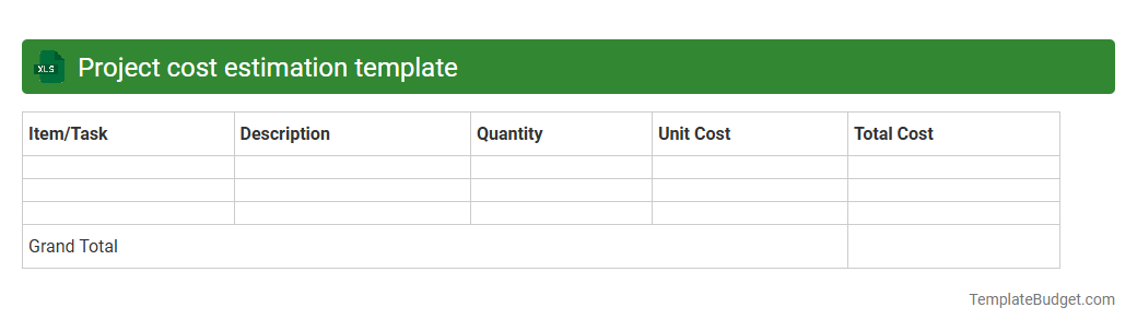 Project cost estimation template