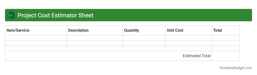 Project Cost Estimator Sheet