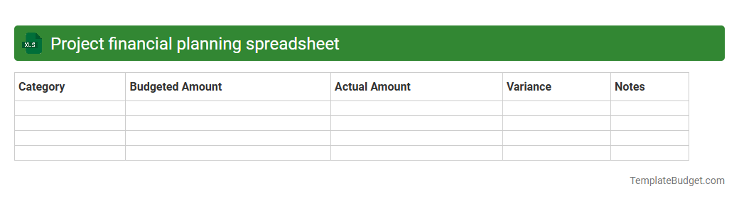 Project financial planning spreadsheet