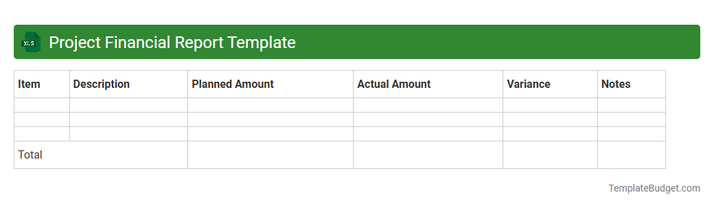 Project Financial Report Template