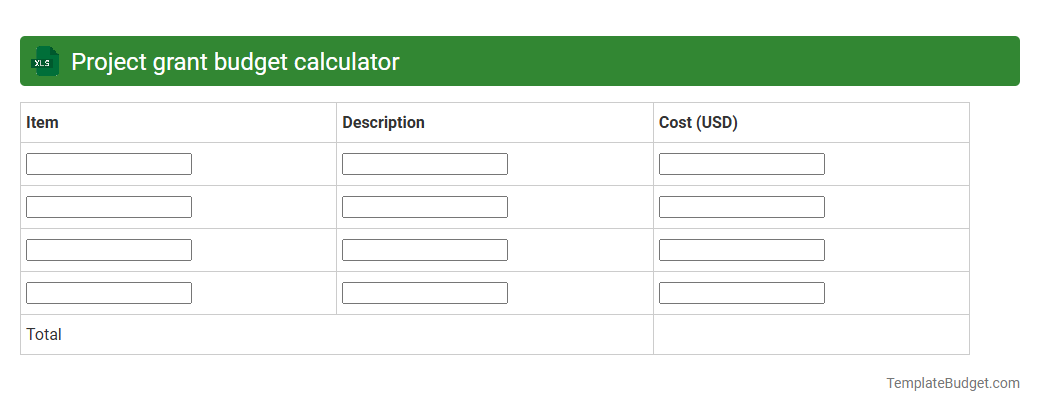 Project grant budget calculator