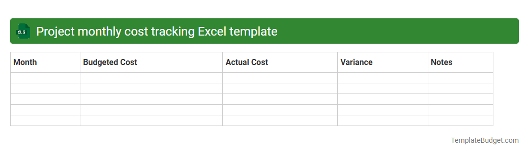 Project monthly cost tracking Excel template