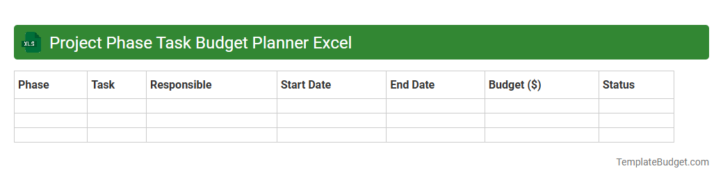 Project Phase Task Budget Planner Excel