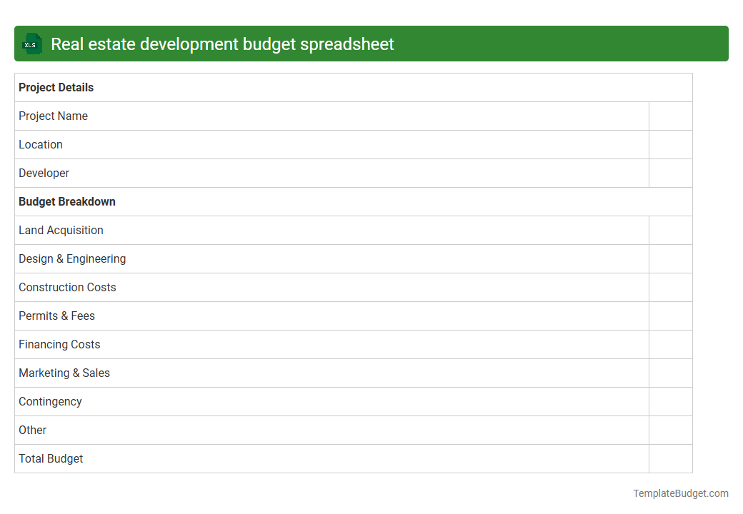 Real estate development budget spreadsheet