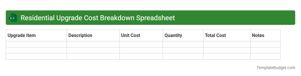 Residential Upgrade Cost Breakdown Spreadsheet