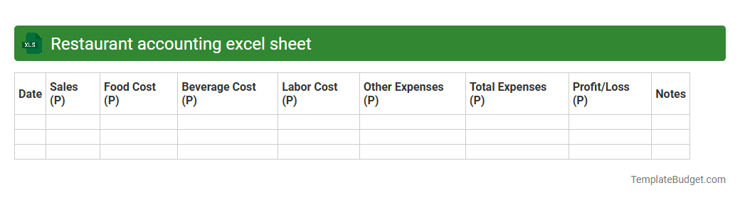 Restaurant accounting excel sheet