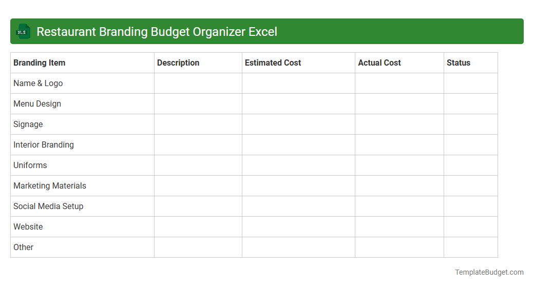Restaurant Branding Budget Organizer Excel