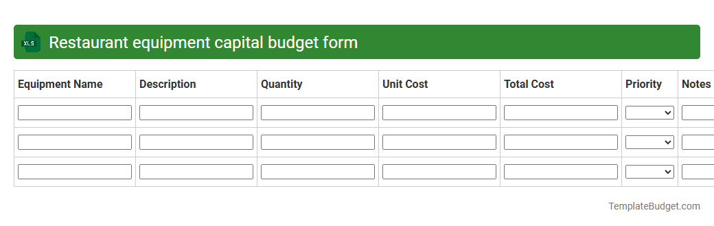 Restaurant equipment capital budget form