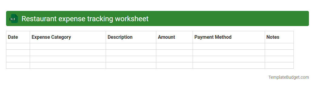 Restaurant expense tracking worksheet