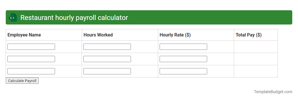 Restaurant hourly payroll calculator