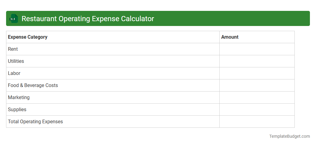 Restaurant Operating Expense Calculator