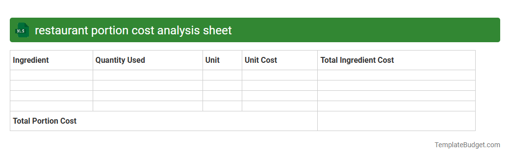 restaurant portion cost analysis sheet