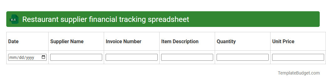 Restaurant supplier financial tracking spreadsheet