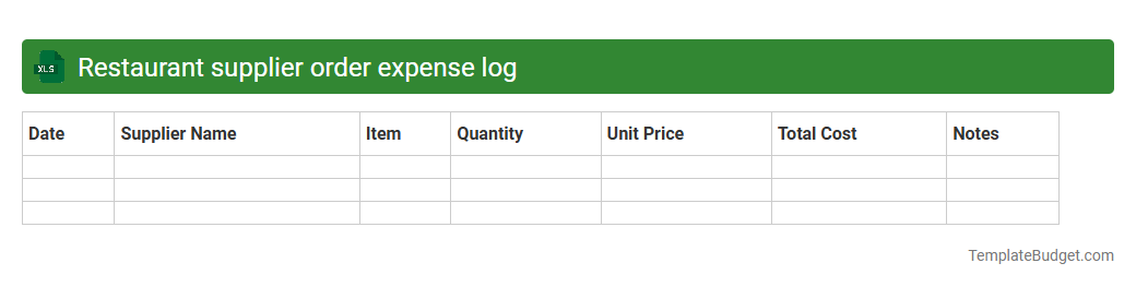 Restaurant supplier order expense log