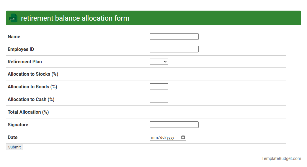 retirement balance allocation form