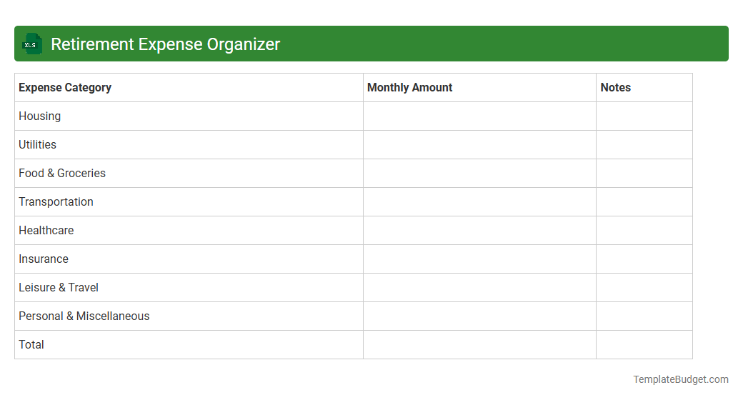 Retirement Expense Organizer