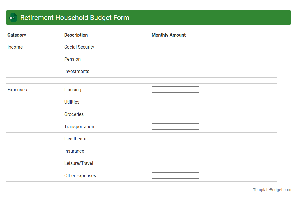 Retirement Household Budget Form