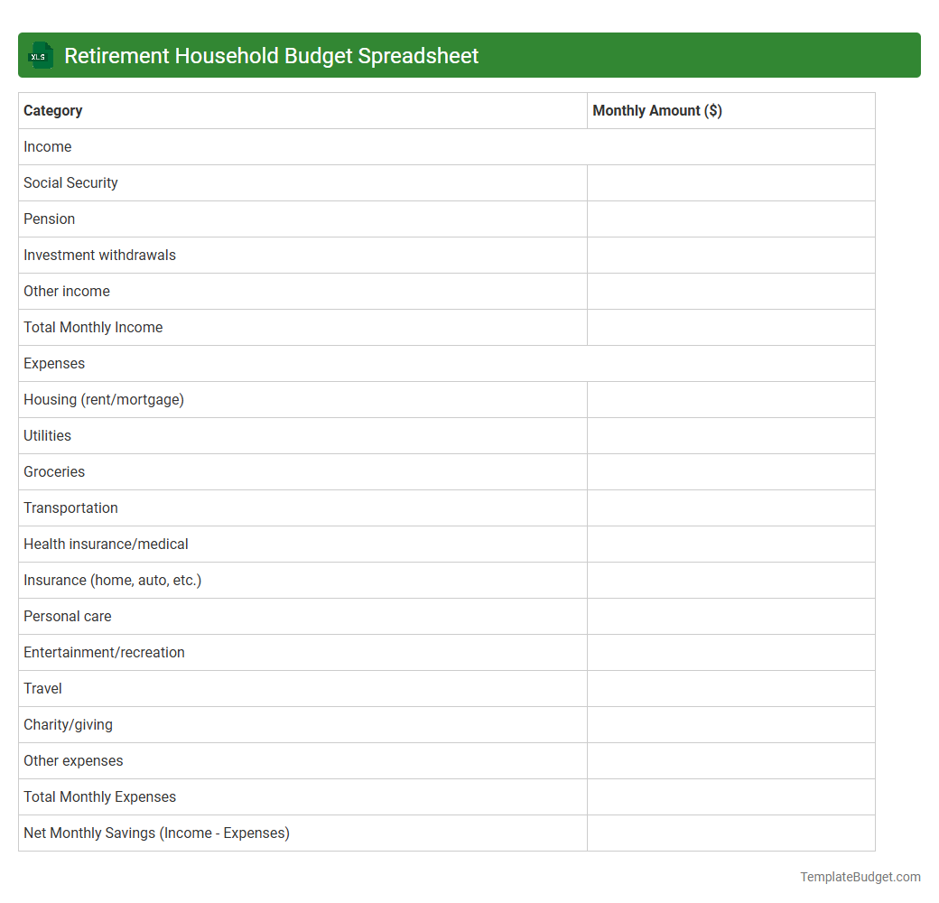 Retirement Household Budget Spreadsheet