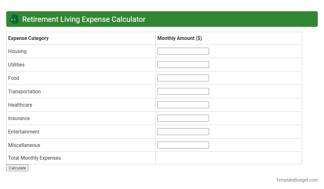 Retirement Living Expense Calculator
