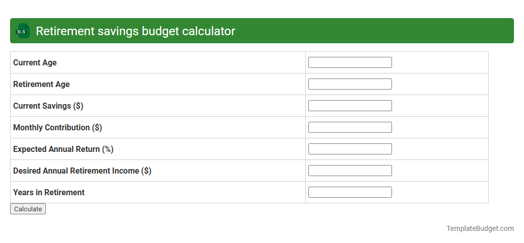 Retirement Savings Budget Calculator