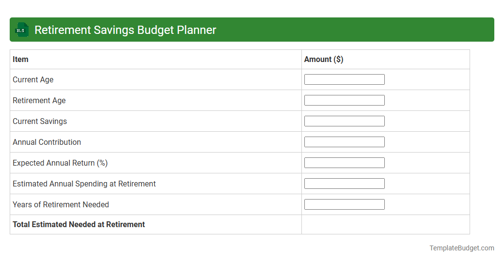 Retirement Savings Budget Planner