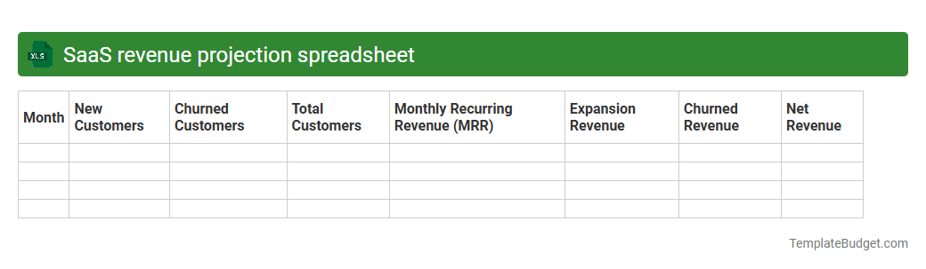 SaaS revenue projection spreadsheet