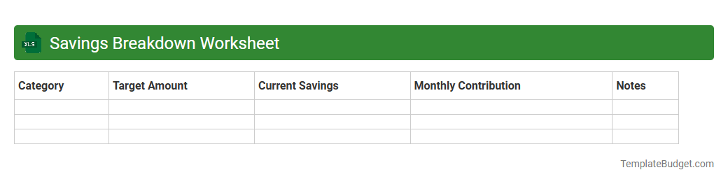 Savings Breakdown Worksheet