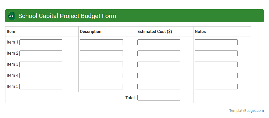 School Capital Project Budget Form