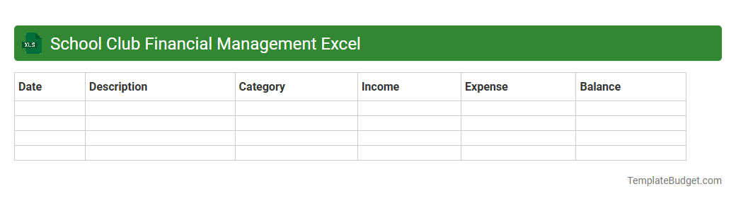 School Club Financial Management Excel