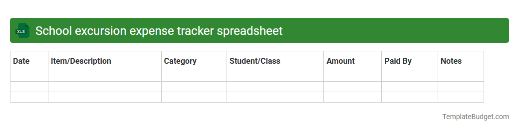 School excursion expense tracker spreadsheet