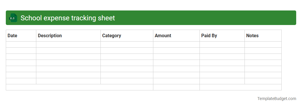 School expense tracking sheet