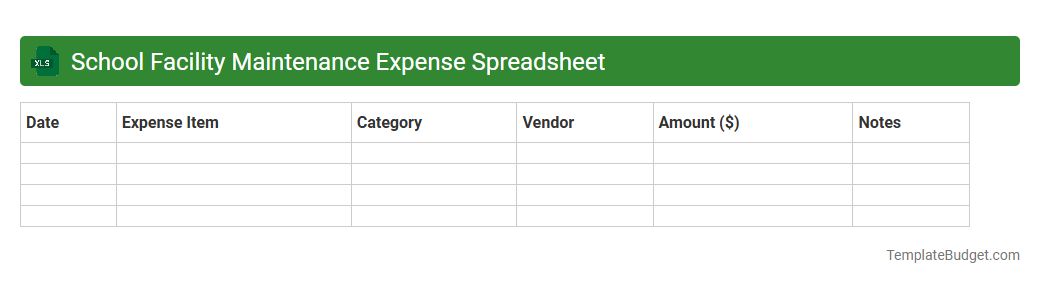 School Facility Maintenance Expense Spreadsheet
