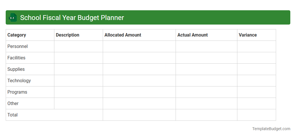 School Fiscal Year Budget Planner