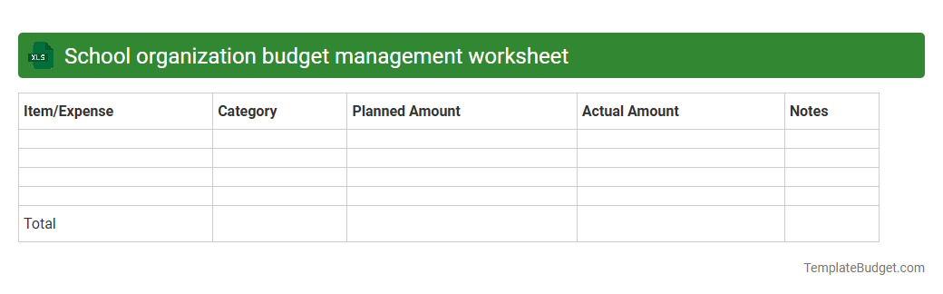 School organization budget management worksheet