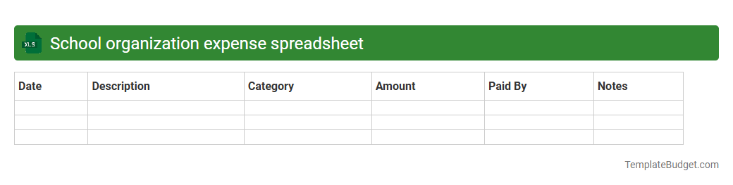 School organization expense spreadsheet