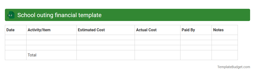 School outing financial template