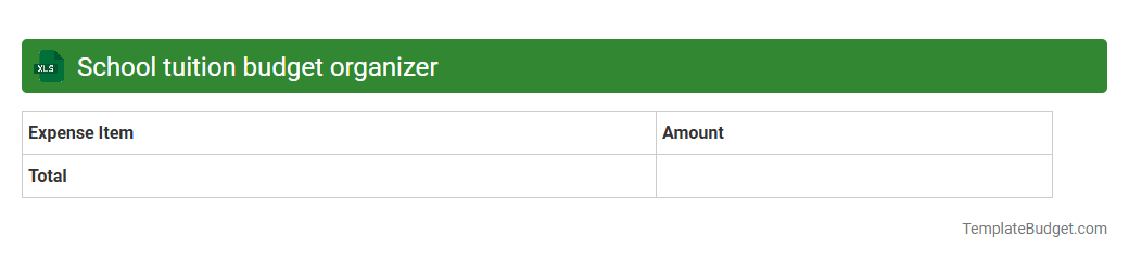 School tuition budget organizer