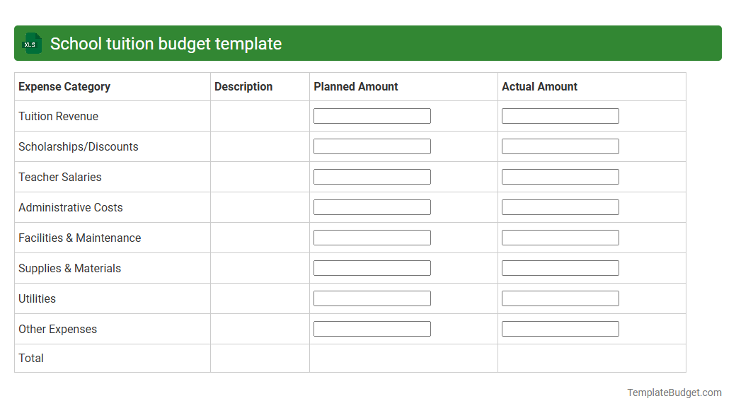 School tuition budget template
