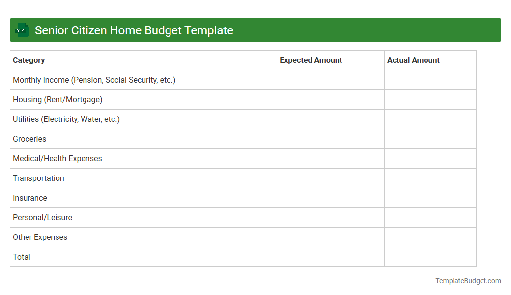 Senior Citizen Home Budget Template